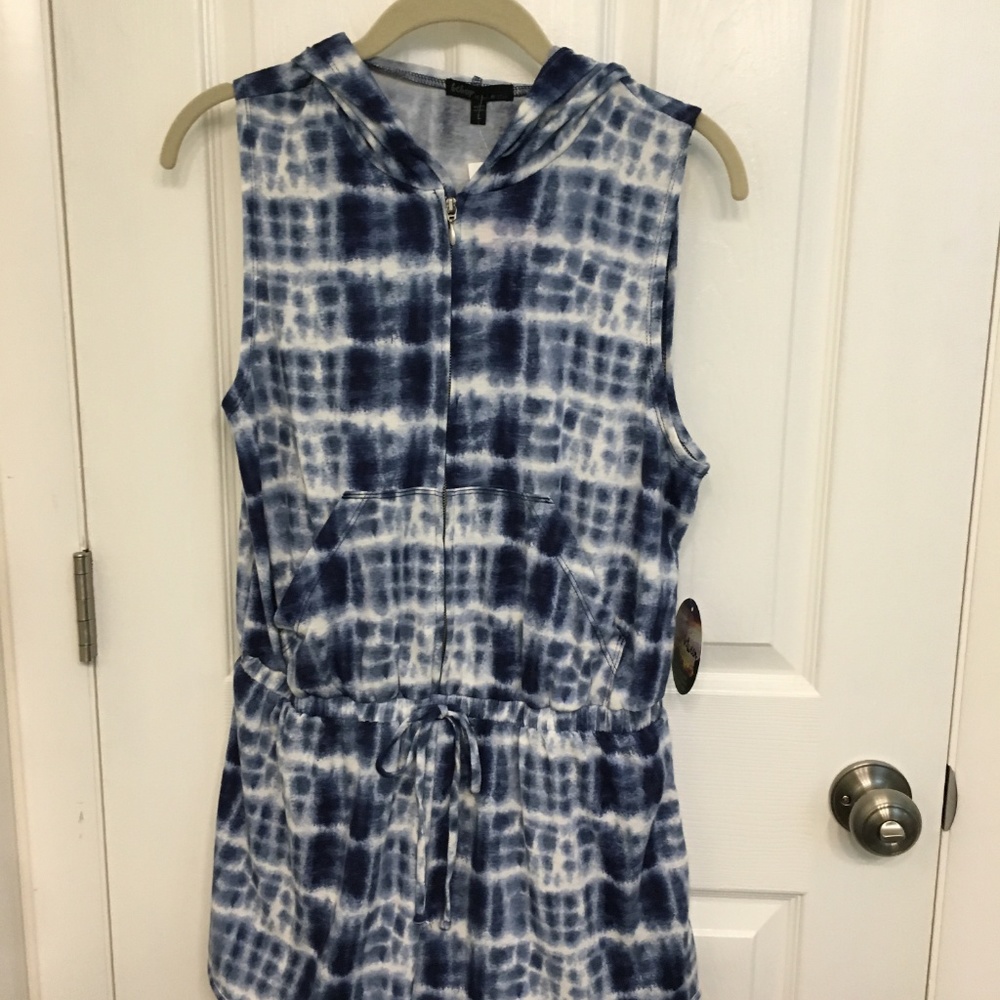 Blue Tie Dye Romper Size L Bebop NWT
